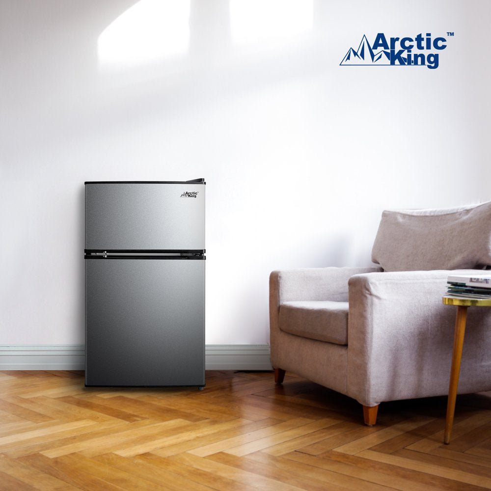 3.2 Cu Ft Two Door Mini Fridge with Freezer, Stainless Steel, E-Star, ARM32D5ASL