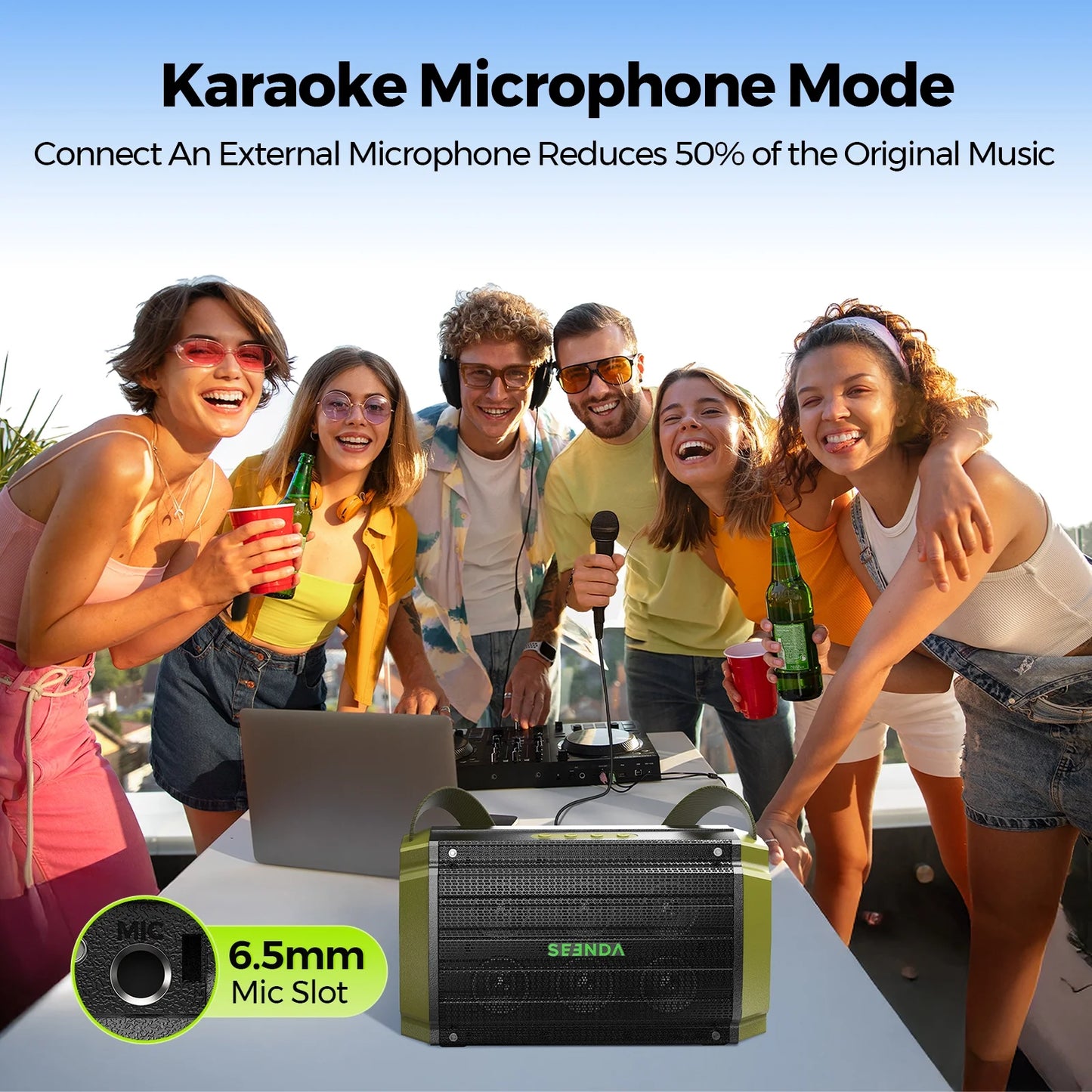 Bluetooth Speaker, 80W, Subwoofer, RGB Lights, 10H Playtime, IPX6 Waterproof Portable Wireless Speaker with Handle for Outdoors, Camping, Beach