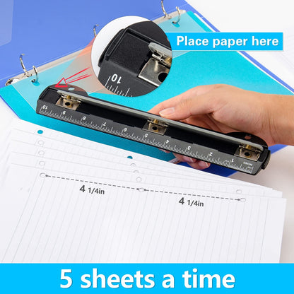 Worklion 3 Ring Hole Punch for Binder, Portable Puncher, Office Assistant, Black