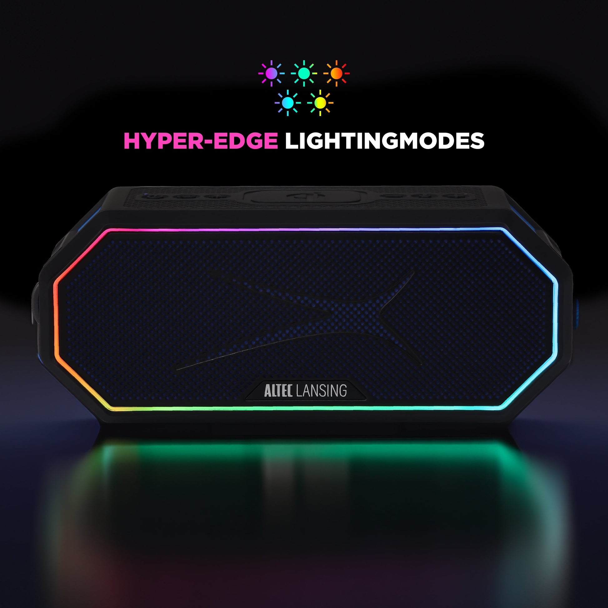 Hydra Blast 2.0 LED Lighting Floatable Waterproof Wireless Magnetic Bluetooth Portable Speaker, Black, IMW1302