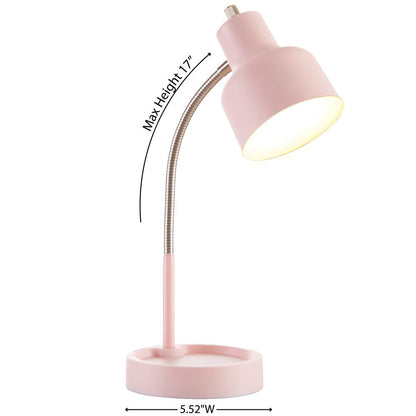 LED Desk Lamp with Catch-All Base & AC Outlet, Matte Blush Pink