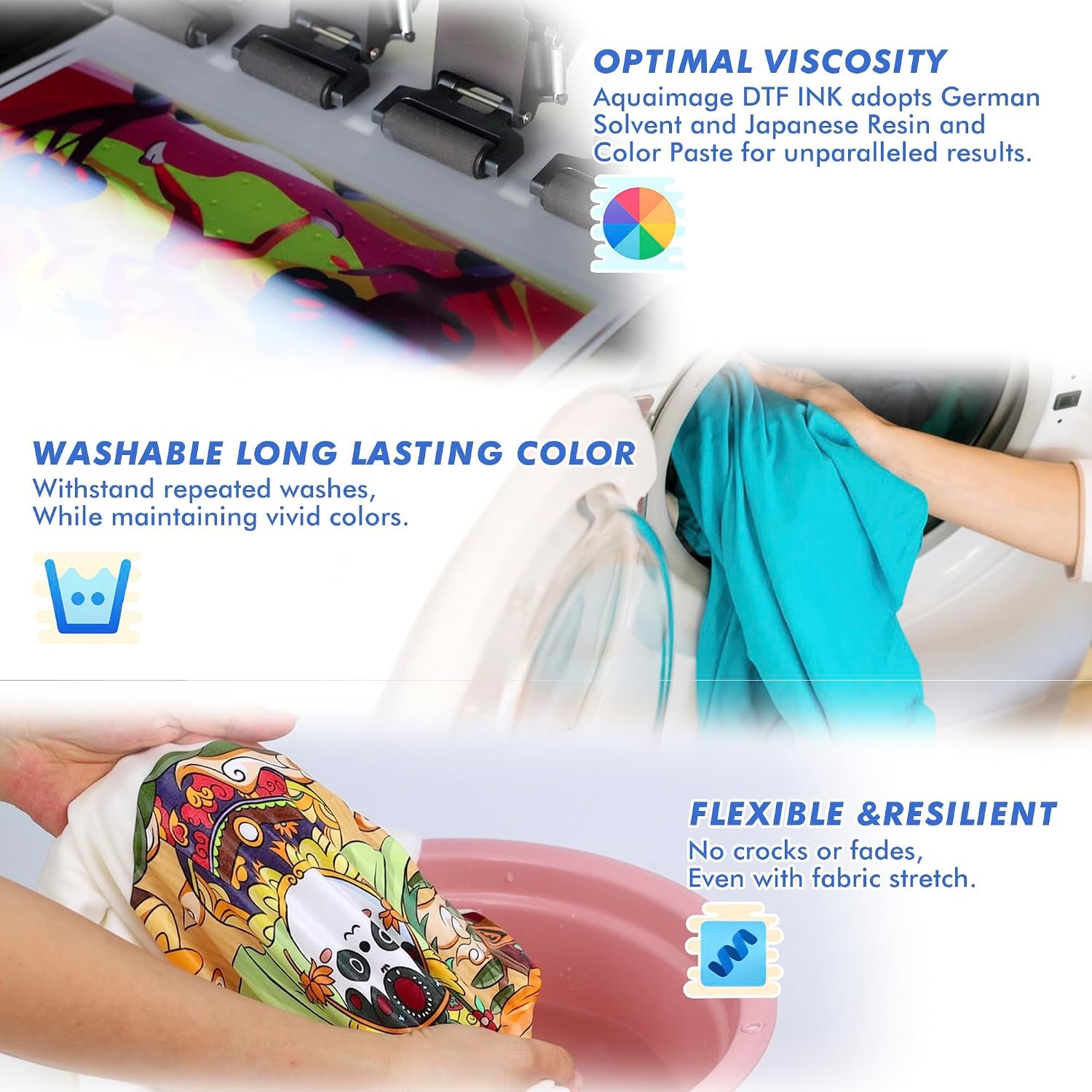 Premium DTF Ink 6000Ml Bulk Set (6×1000Ml) | Compatible with L1800 XP600 DX5 4720 5113 Printers, High Density Clog Resistant, Vibrant Colors & White Ink