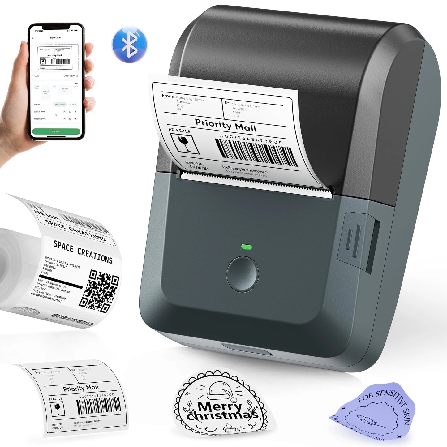 Label Maker Machine with Tape,Bluetooth Label Maker,Wide Waterproof Label Thermal Label Printer for Small Business,Address, Logo, Retail, Blue