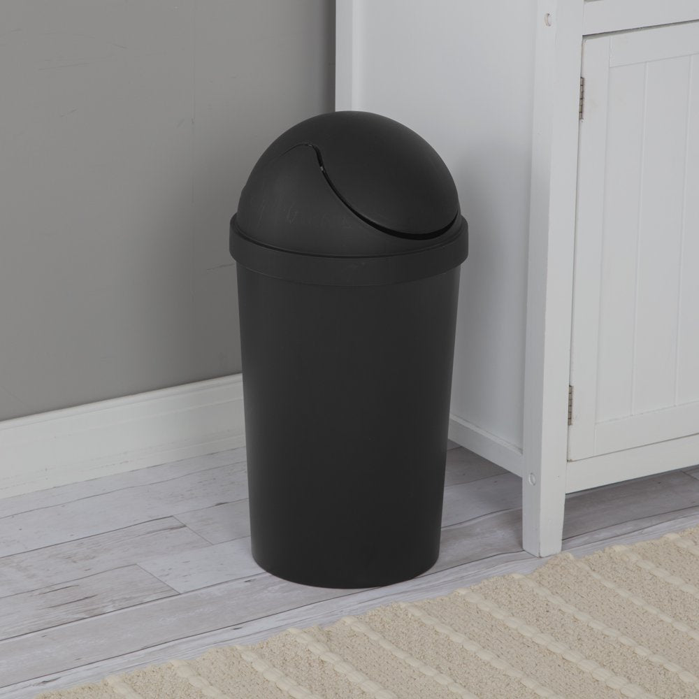 3 Gal. round Swingtop Wastebasket Plastic, Black