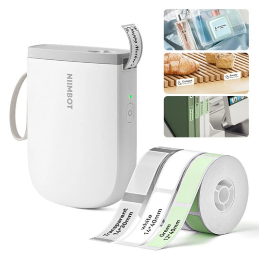 D11 Upgraded HD 300 Dpi Label Maker Mini Bluetooth Wireless Label Printer Inkless Labeler Rechargeable(White+Extra 3 Rolls)