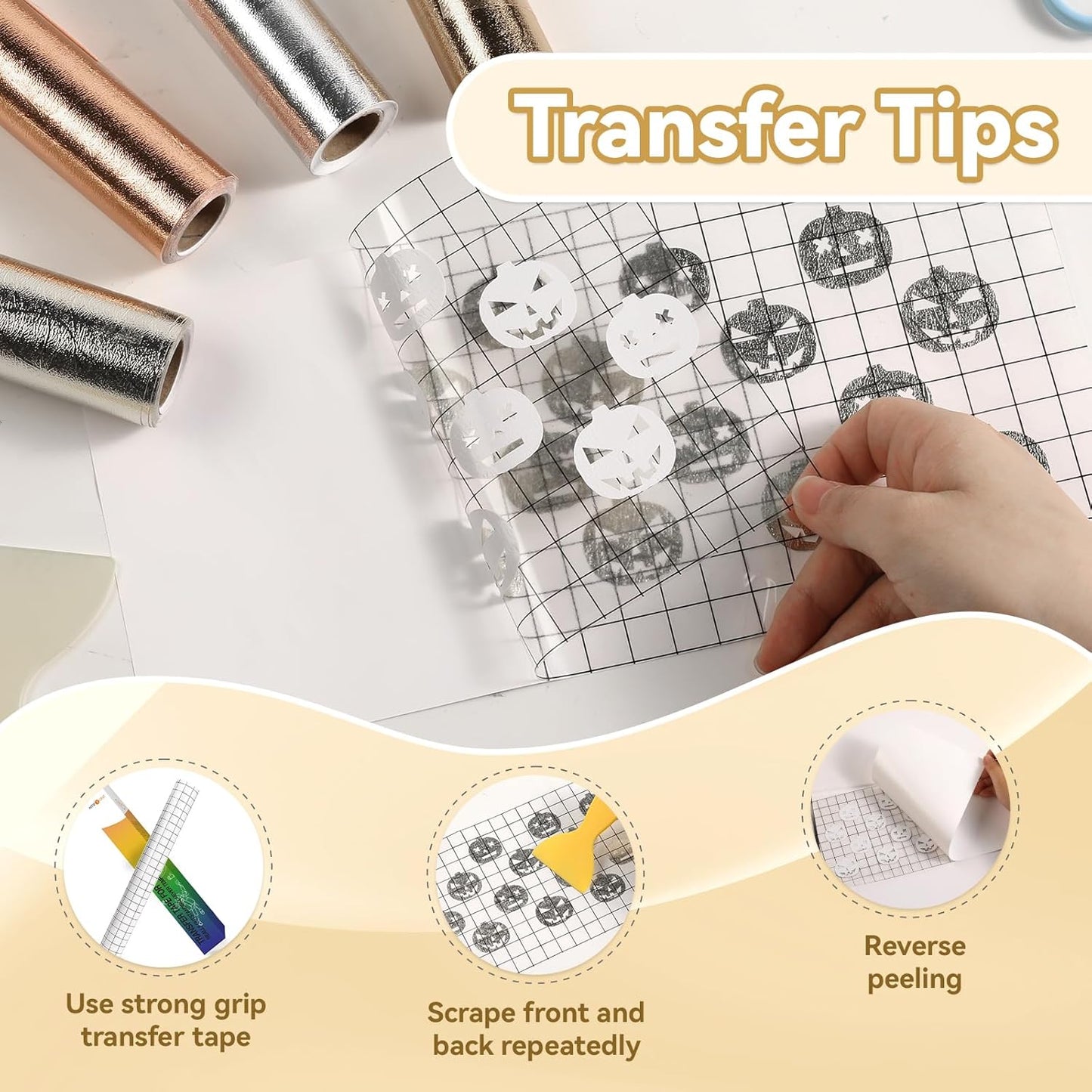 Textured Metallic Permanent Vinyl, 12" X 6Ft Silver Chrome Self-Adhesive Vinyl Compatible with Cricut Cutting Machine, Silhouette, Cameo Cutters, Signs, Scrapbooking (Silver)