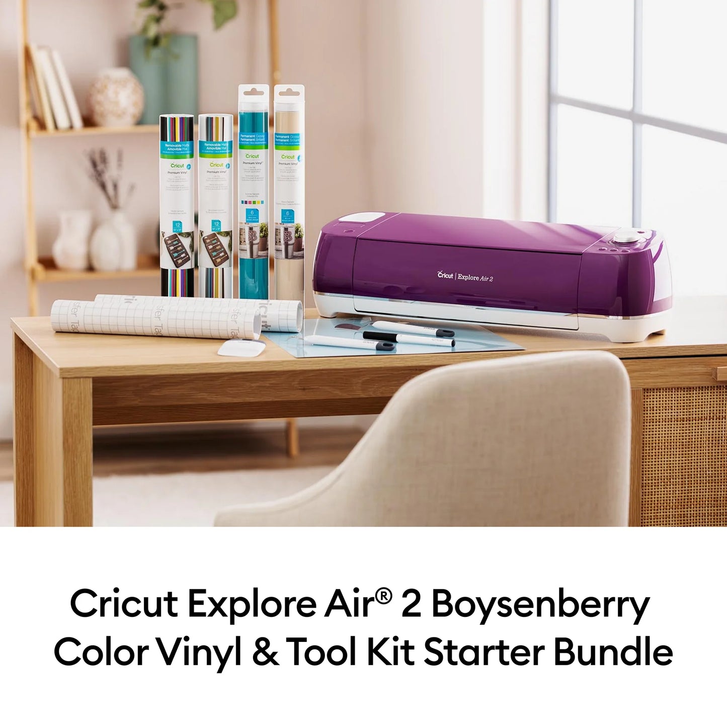 Cricut Explore Air 2, Boysenberry - Vinyl & Tool Kit Starter Bundle