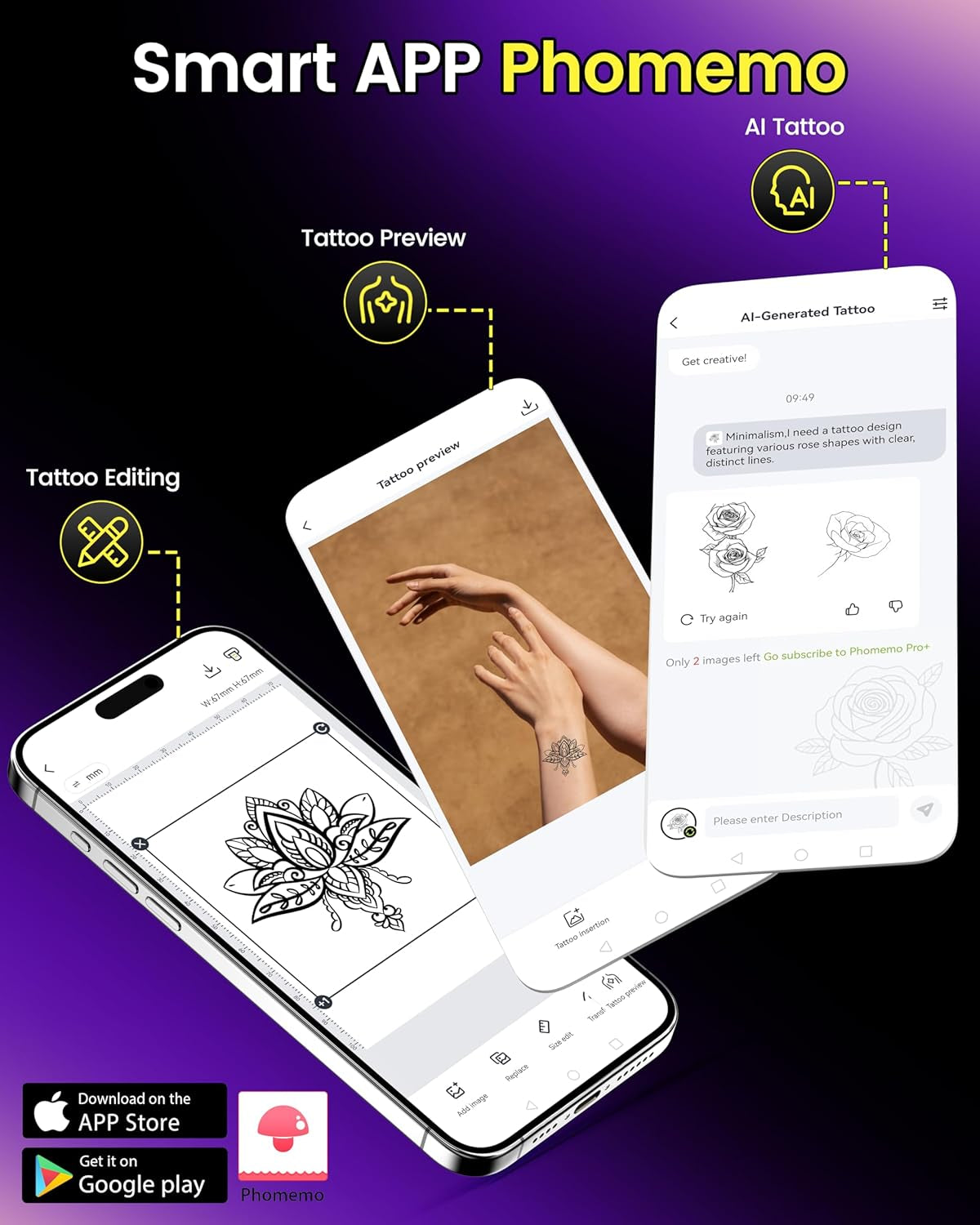 Phomemo Tattoo Maker -Mini Tattoo Stencil Printer Machine TP31 with 30Pcs Transfer Paper,Small Portable Tattoo Machine for Beginners/Enthusiast/Artists,Easy to Use with Smartphone,Pad- Pink