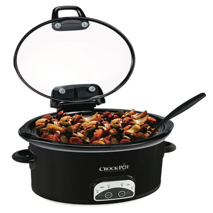 4.5-Quart Lift & Serve Hinged Lid Slow Cooker, One-Touch Control, Black