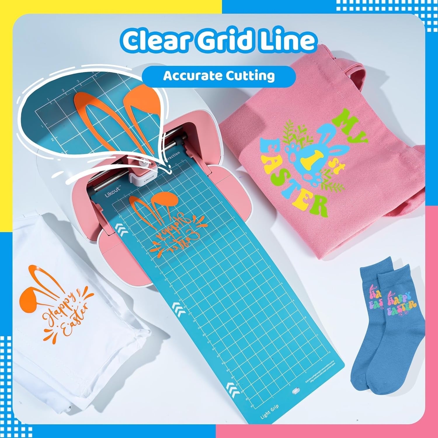 Light Grip 4.5" X 12" Cutting Mat for Glee S501 Cutter, Precision Adhesive Sticky Blue Quilting Replacement Cut Mats Accessories, DIY Cardstock, Vinyl Craft Easy-To-Clean Cutting Mats, 3 Packs