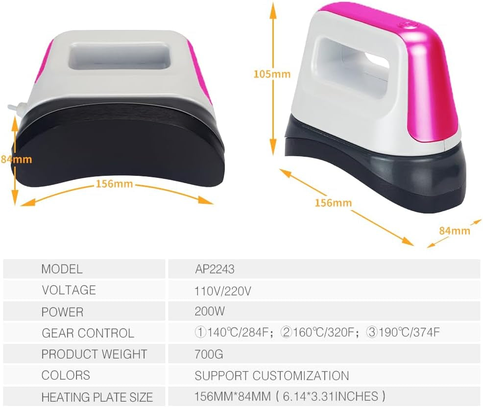 Hat Heat Press，Hat Press， Mini Heat Press，Hat Press Heat Machine for Caps，Heat Press Machine for T Shirts，6.2 * 3.3 in Curved Ceramic-Coated Heat Plate, Easy Temperature Control with Safety Base