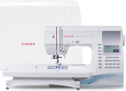 SINGER Quantum Stylist 9960 Computerized Sewing & Quilting Machine – Metal, Plastic, with Extension Table, Hard Case & Accessories, 600 Stitches, Lettering, LED Light, 1-Step Buttonhole