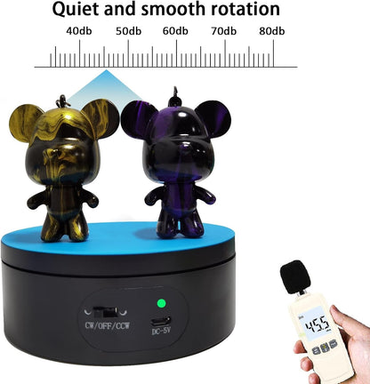 YVV Motorized Rotating Display Stand,Turner Cup Platform for Epoxy Glitter Tumbler, 360 Automatic Mute Rotating Turntable, Tumbler Making Supplies Spinner, Base for Product Video Show ,Balck 4.72In