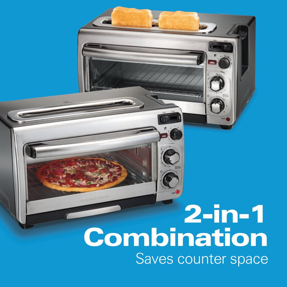 2-In-1 Countertop Oven and Long Slot Toaster, Stainless Steel, 60 Minute Timer and Automatic Shut off , 31156