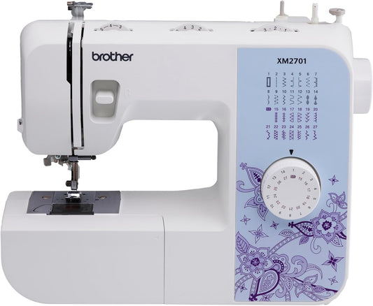 Brother XM2701 Lightweight Sewing Machine 27 Stitches | 27 Built-In Stitches, 1-Step Auto-Size Buttonhole, Needle Threader, Jam-Resistant Top Drop-In Bobbin