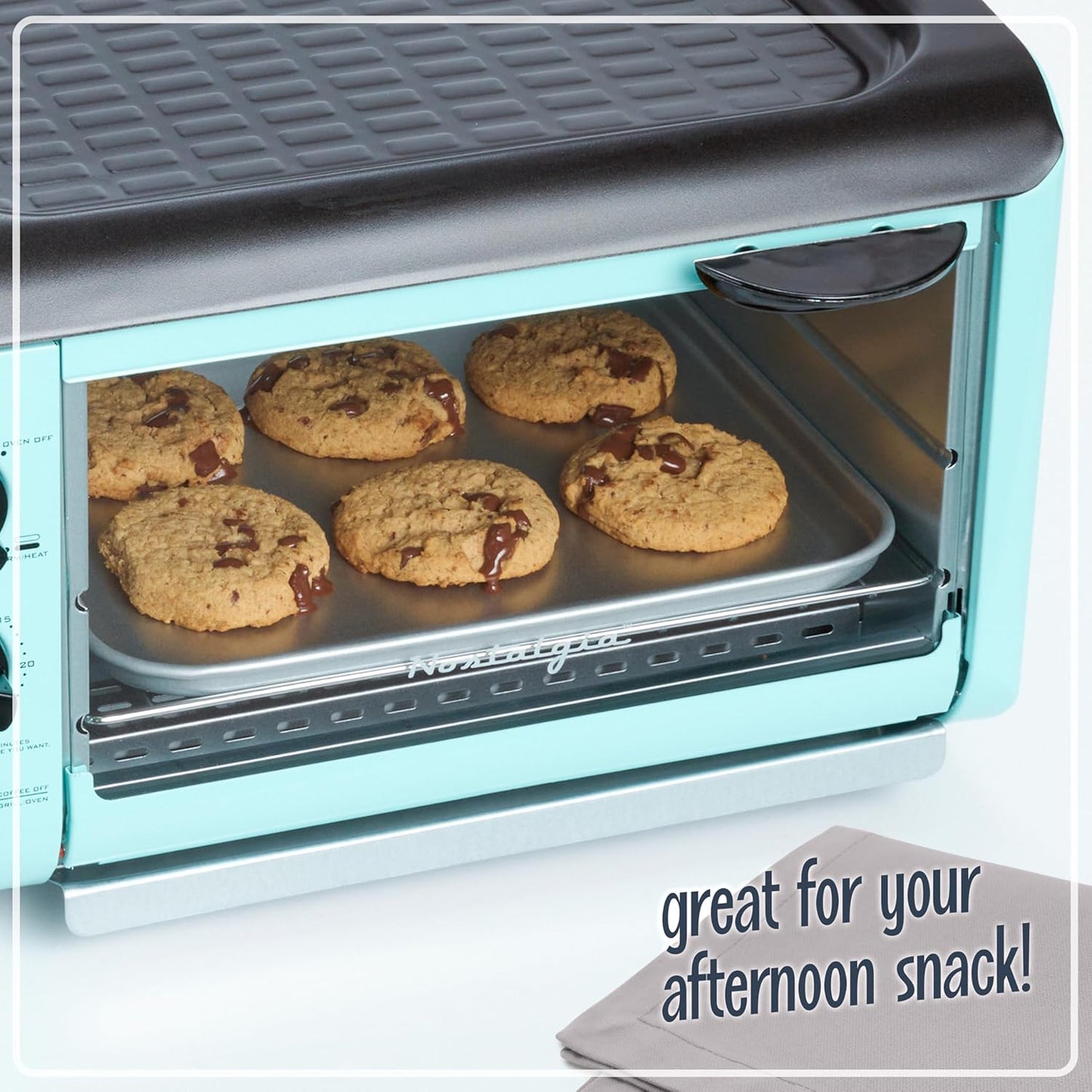Nostalgia 3-In-1 Breakfast Station - Includes Coffee Maker, Non-Stick Griddle, and 4-Slice Toaster Oven - Versatile Breakfast Maker with Timer - Aqua