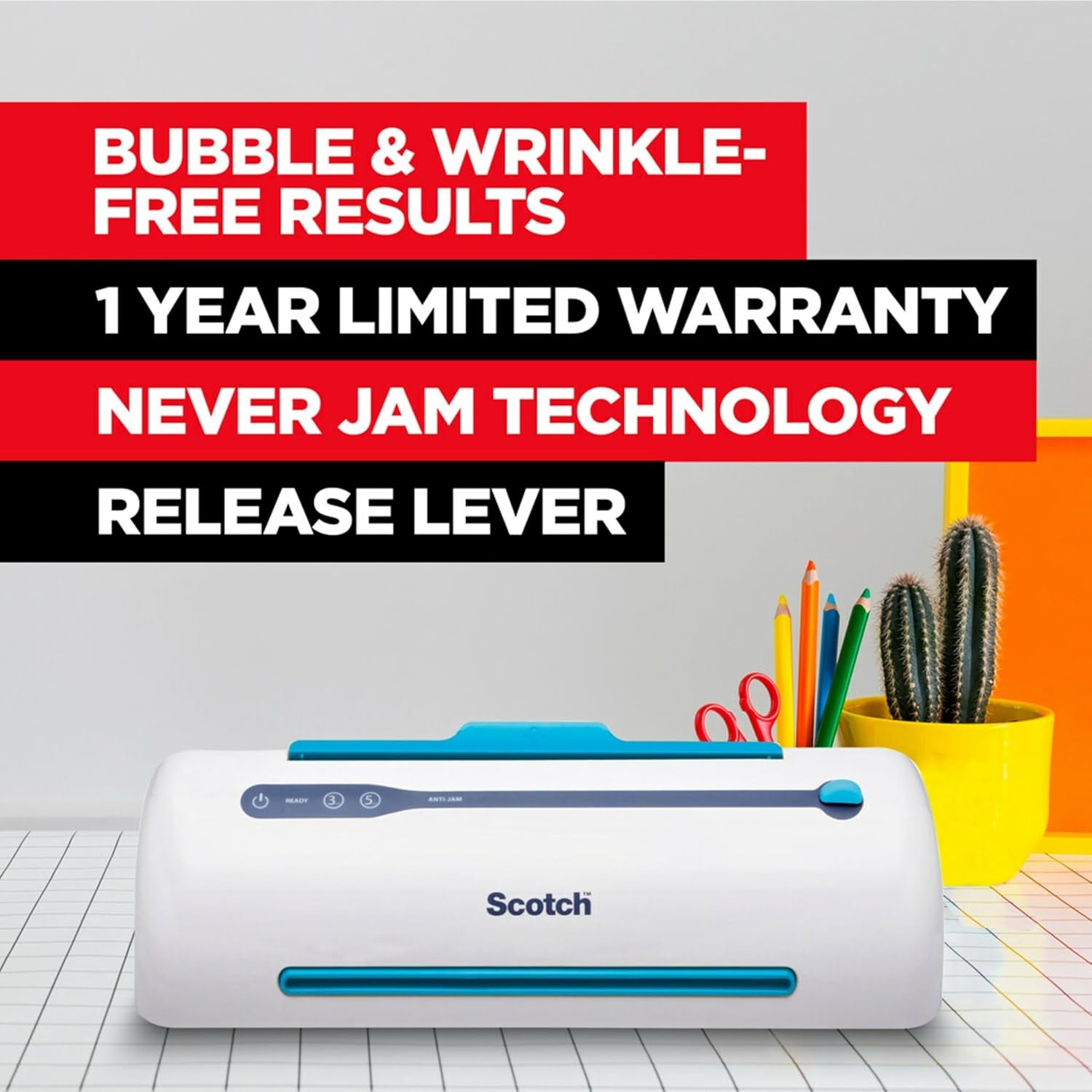 Scotch PRO TL906 Thermal, Laminator Machine, 1 Laminating Device, White/Blue, Laminate Recipe Cards, Photos, Documents, for Home, Office, or School Supplies, 9 In