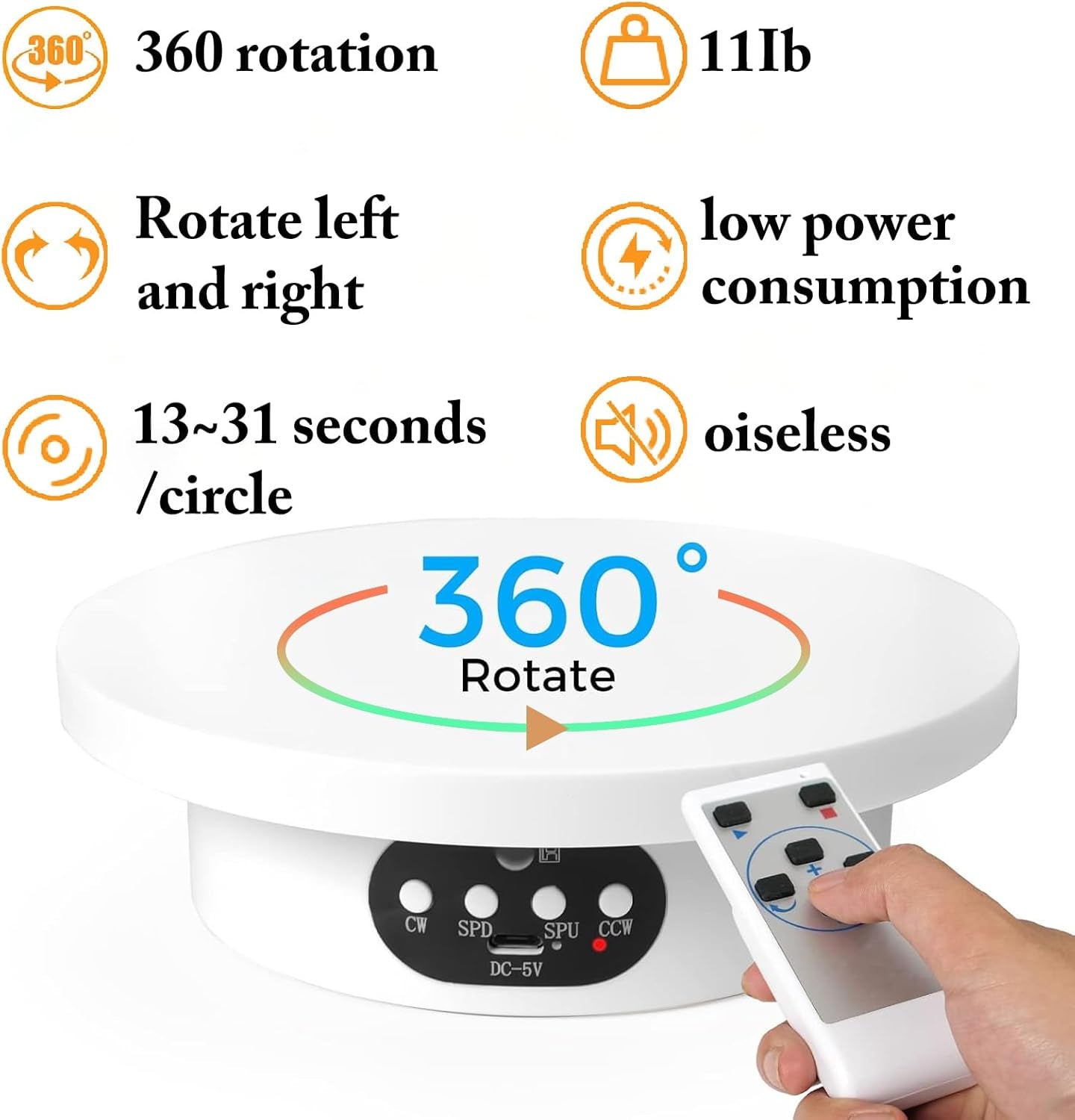 YVV Motorized Rotating Display Stand for Epoxy Glitter Tumbler, 360° Cup Turner Electric Turntable for Products Photography, Adjustable Speed and Direction Bling Bling Tumbler Making Supplies Spinner