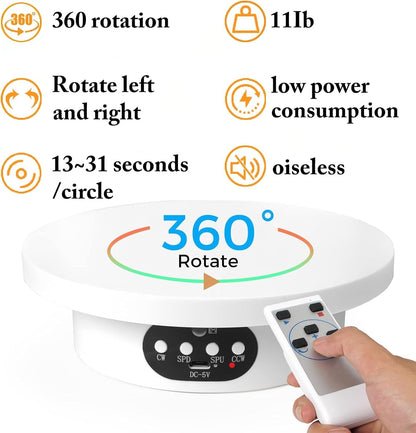 YVV Motorized Rotating Display Stand for Epoxy Glitter Tumbler, 360° Cup Turner Electric Turntable for Products Photography, Adjustable Speed and Direction Bling Bling Tumbler Making Supplies Spinner
