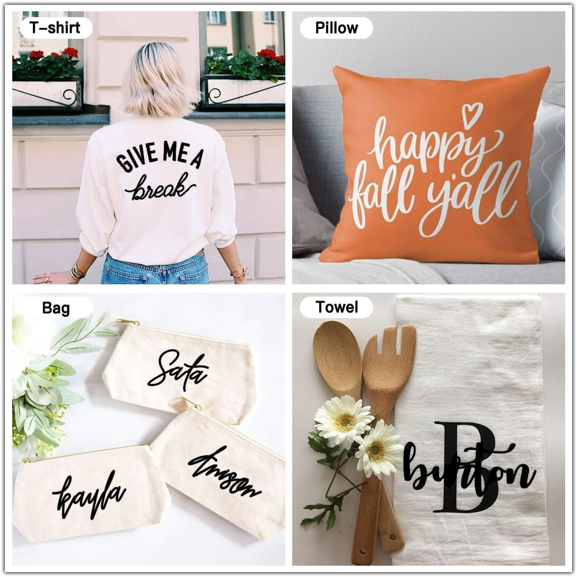 White HTV Heat Transfer Vinyl Bundle: 13 Pack 12" X 10" White Iron on Vinyl for T-Shirt, Heat Transfer Vinyl for Silhouette Cameo or Heat Press Machine