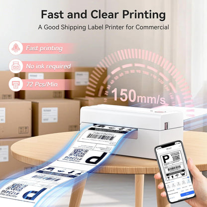 Bluetooth Thermal Label Printer, Wireless 4X6 Shipping Label Printer for Small Business & Shipping Packages, Support Iphone, Android, Windows, Macos, Work for Amazon, Ebay, Shopify, Etsy, USPS