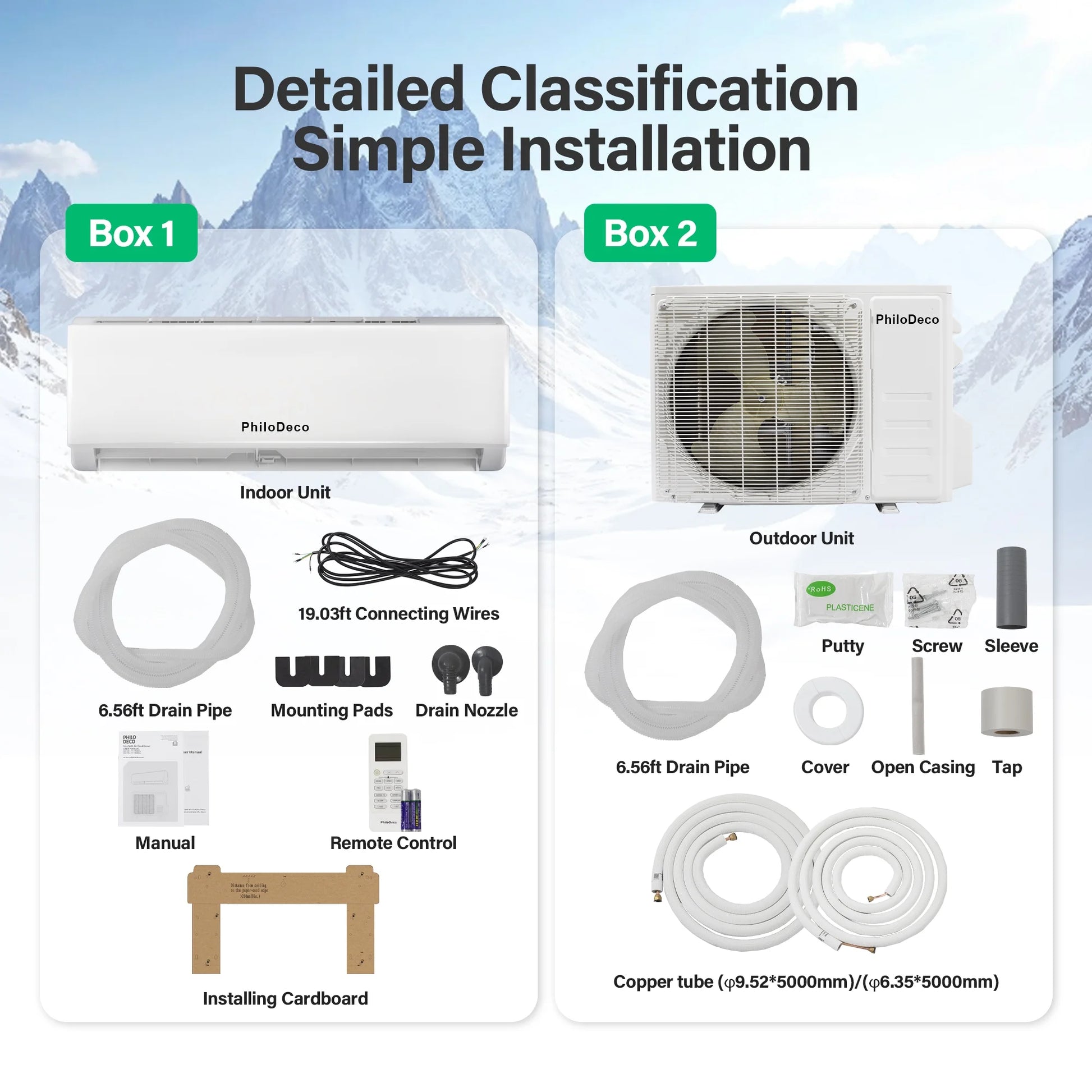 11500 BTU Mini Split Air Conditioner & Heater, Wifi Enabled 115V Energy Saving Wall Mounted Inverter Ductless AC Unit Cools up to 750 Sq. Ft, Heat Pump & Installation Kit