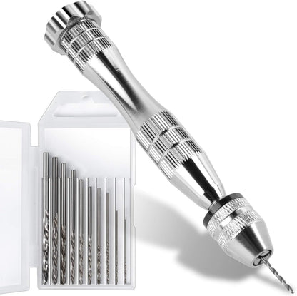 LEOBRO Hand Drill, Steel Pin Vise with 10 PCS Small Drill Bits (0.8 Mm-3 Mm), for Resin, Wood, Clay, DIY Crafts Keychains Jewelry Making
