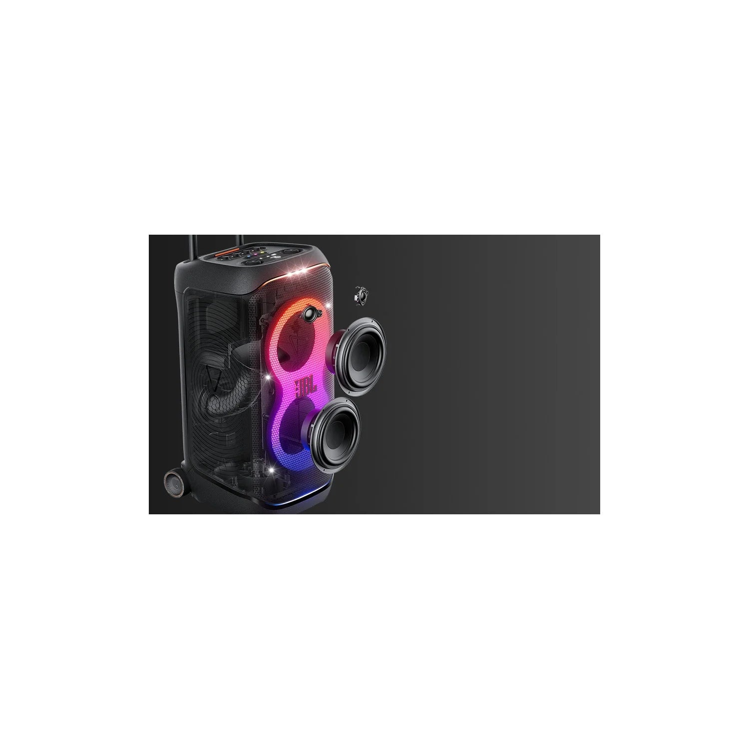 Partybox Stage 320 - Portable Party Speaker with Wheels - Black