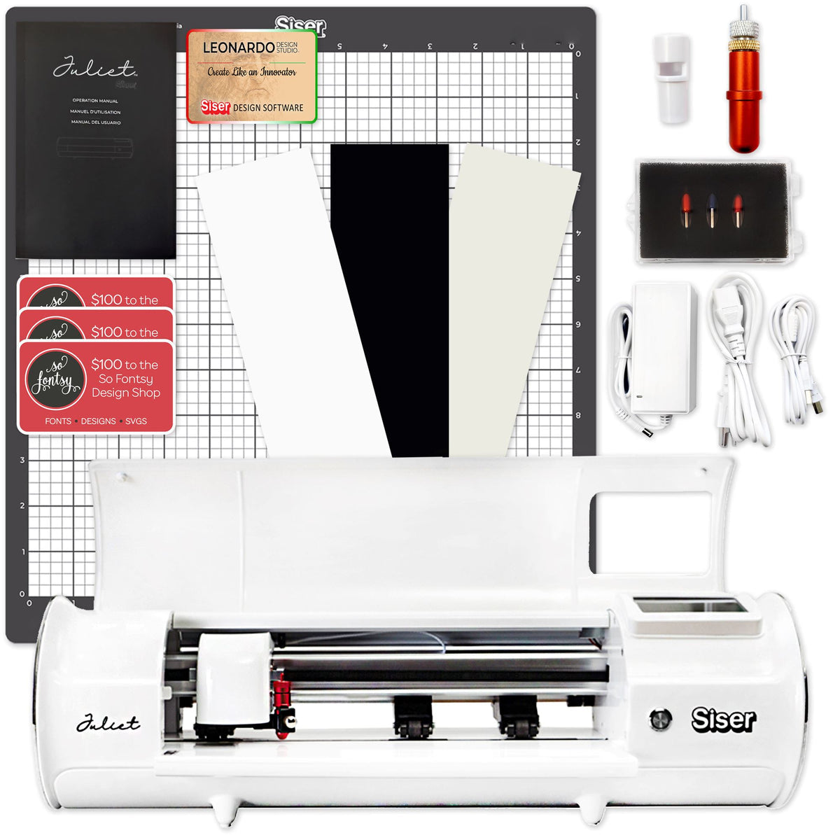 Siser Juliet Deluxe Easyweed Heat Transfer (HTV) Bundle w/ 8-in-1 Heat Press