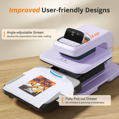 [New Customer Exclusive]Htvront Auto Heat Press 2-15X15+55 Pack Heat Press Accessories