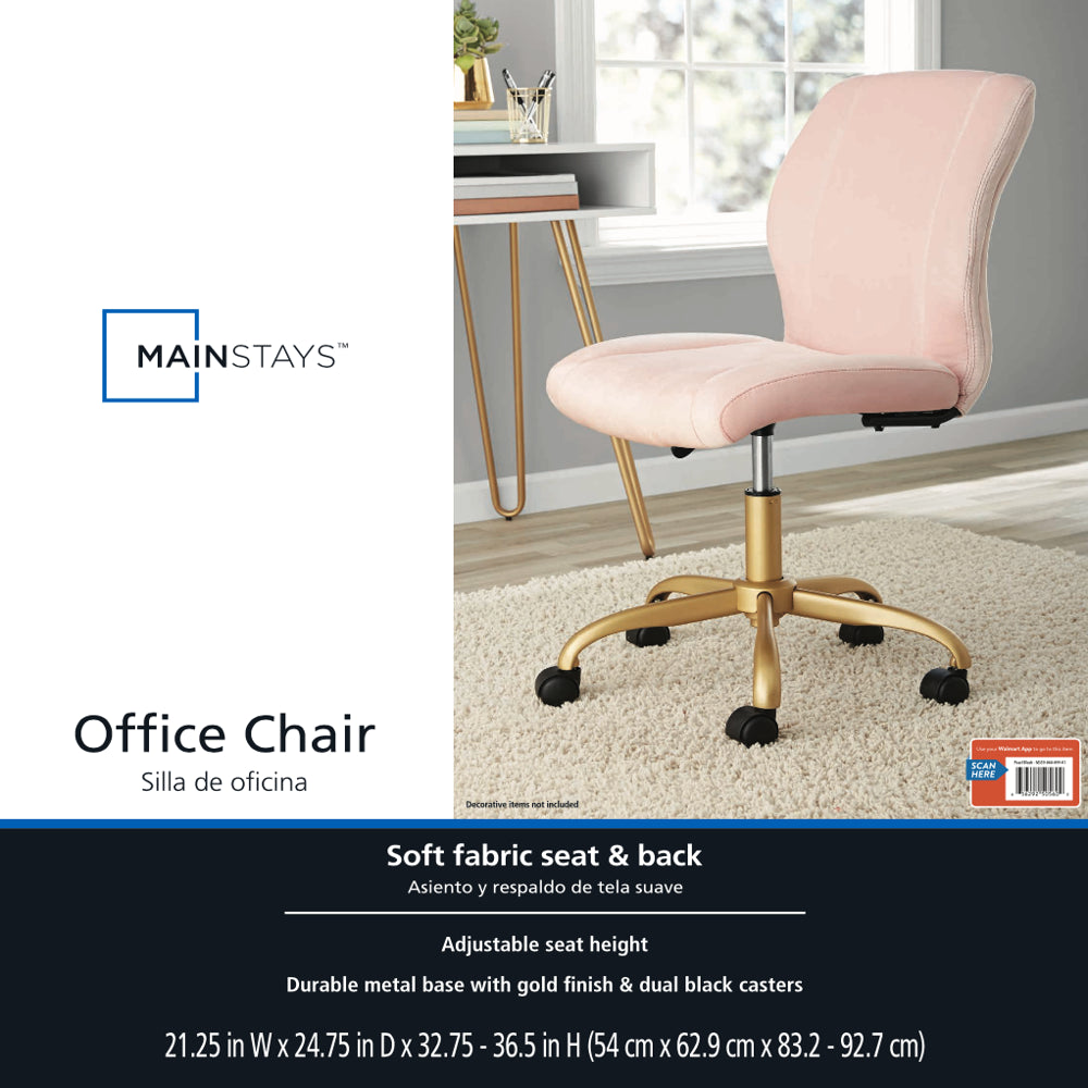 Plush Velvet Office Chair, Pearl Blush