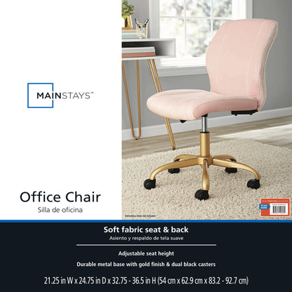 Plush Velvet Office Chair, Pearl Blush