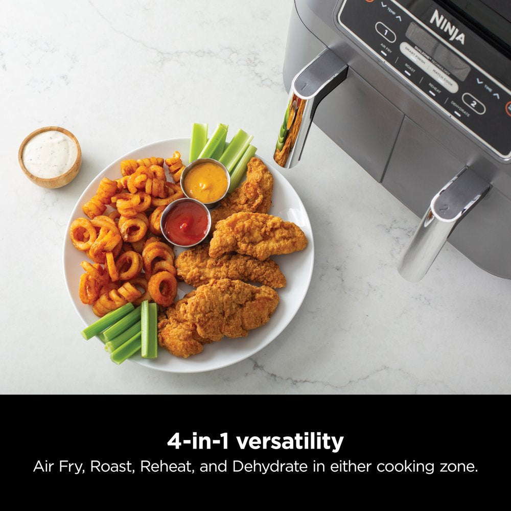 Foodi 4 in 1, 8 Qt. 2-Basket Air Fryer with Dualzone Technology, Air Fry, Roast & More, Black, DZ100WM