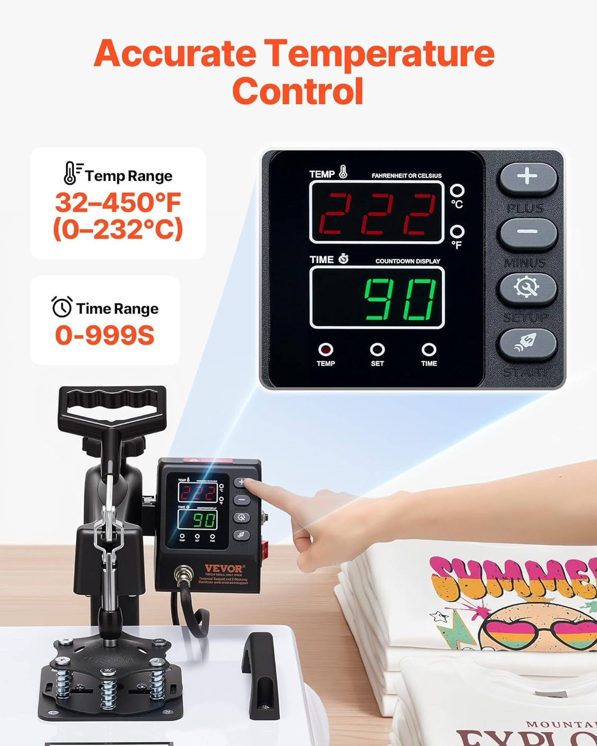 VEVOR Heat Press Machine, 15 X 15 In, 8-In-1 Multifunction, 360° Swing Away, Heat up Fast and Even, Digital Precise Control, Sublimation Press Machine for T-Shirts, Mugs, Tumblers, Caps, Plates