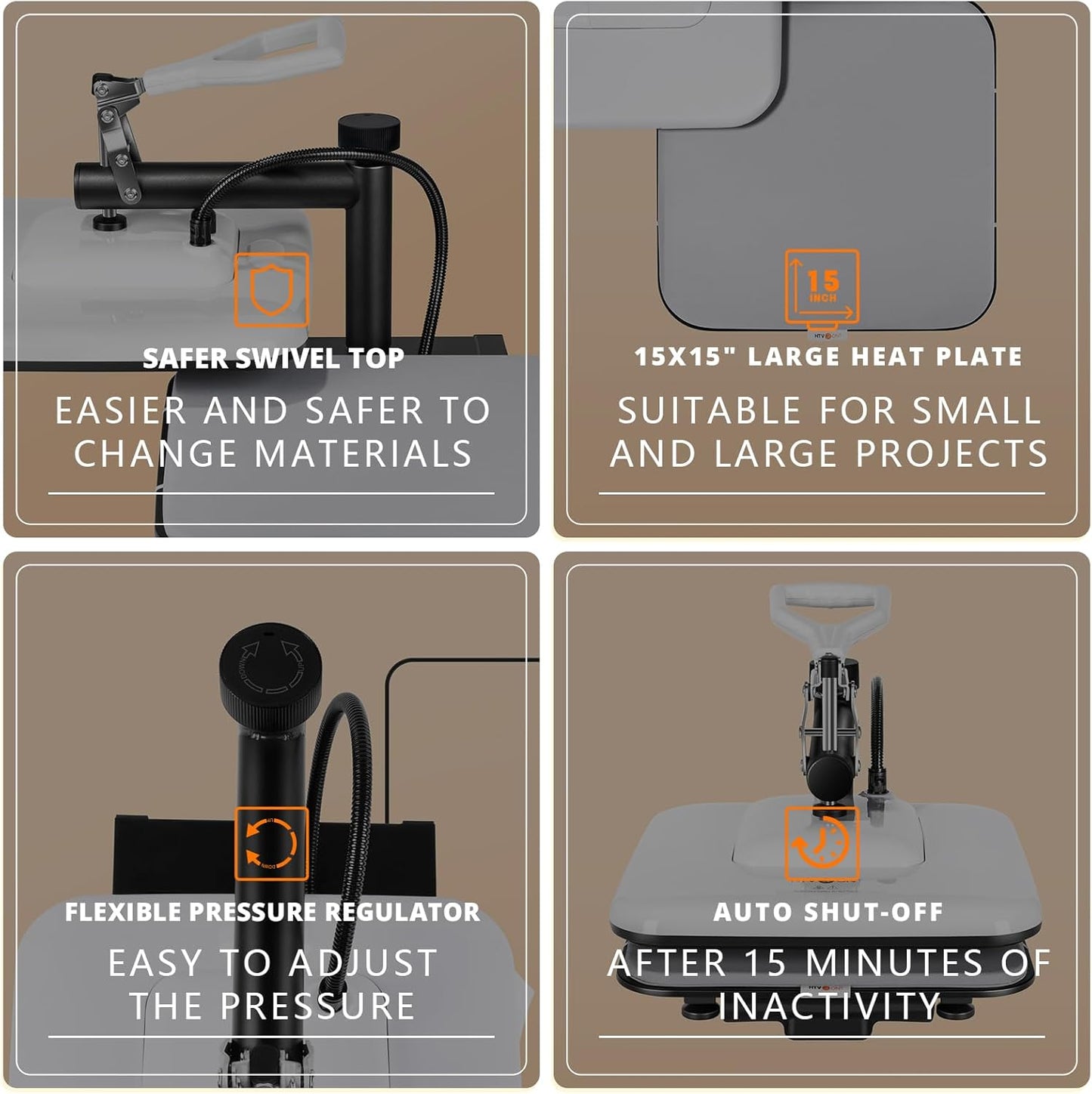 15X15 Heat Press Machine, 3Pcs Teflon Sheets, 47Pack HTV Vinyl Sheets
