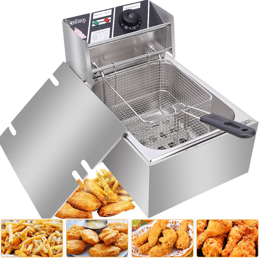 6L 2500W Electric Deep Fryer Commercial Tabletop Restaurant Frying Basket,Silver