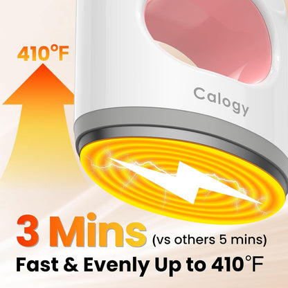 Calogy Super Mini Heat Press Machine, Fast up to Max 410℉ in 3Mins & 4 Heating Setting with LED Display, Mini Iron for Crafting with Precision Tip, Easy for Small Objects like Shoes, Hats (White Pink)