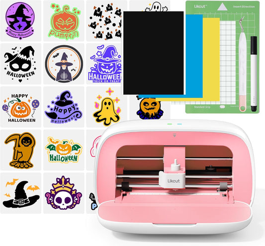 Vinyl Cutter Machine, Upgrade Cutting Machine Glee S501 for DIY Joy, Portable Smart Cutting Tool for Crafter, Sticker Decal Maker Printing for Family & School Fun Projects and Decorations, Pink