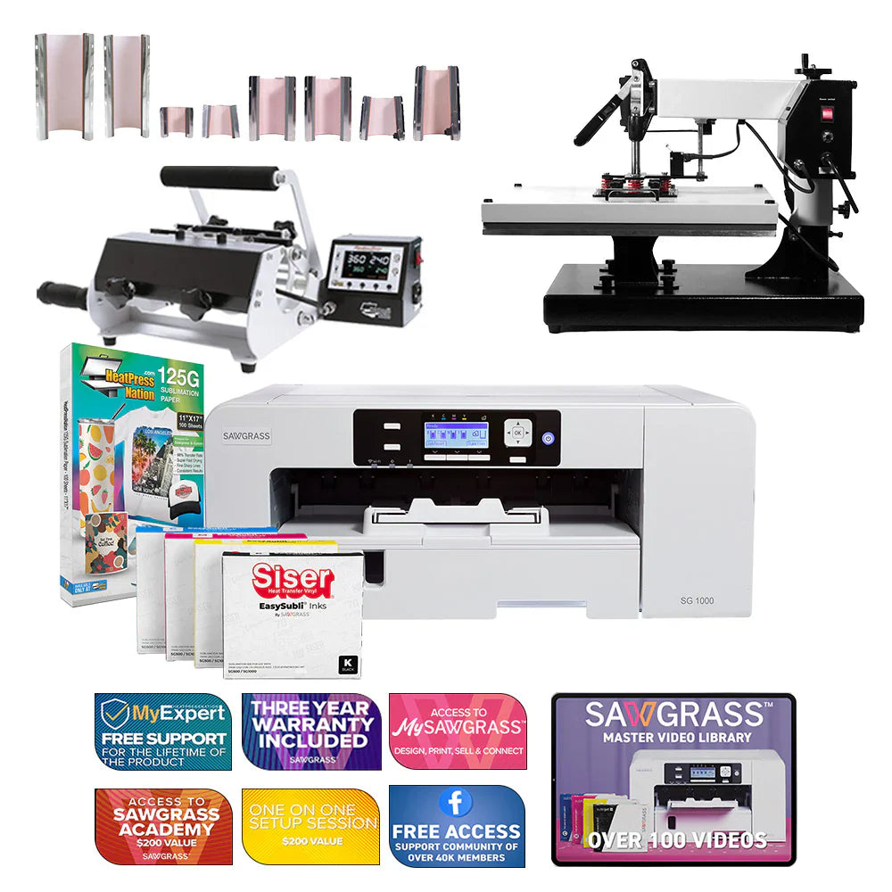 Virtuoso SG1000 Siser Easysubli Printer with Signature Series 16" X 20" Swing-Away Heat Press and 8-In-1 Mug Press