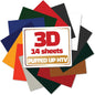 3D Puff Vinyl Heat Transfer 10" X 12" - 14 Sheets Foaming HTV Assorted Colors Bundle/Variety Pack, Adhesive Vinyl, Iron-On Transfer, Heat Press with Cricut Silhouette Cameo