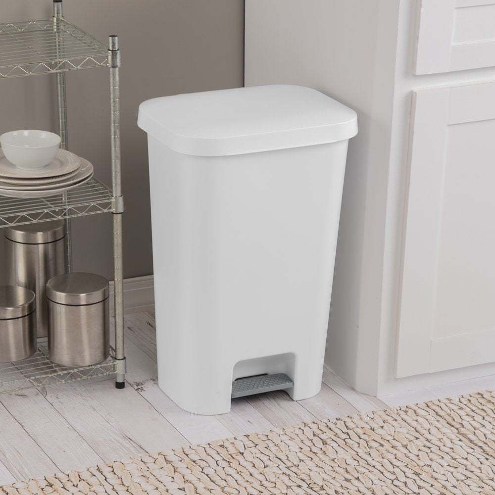 11.9 Gal. Stepon Wastebasket Plastic, White