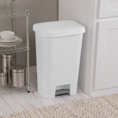 11.9 Gal. Stepon Wastebasket Plastic, White