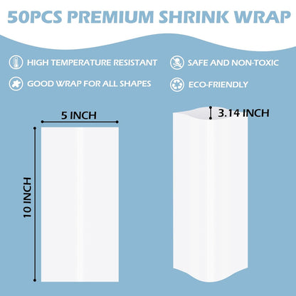 Shrink Wrap for Sublimation Tumblers 5X10 Inch - 100PCS Sublimation Shrink Wrap Sleeves, Heat-Resistant Tumbler Shrink Wrap Film