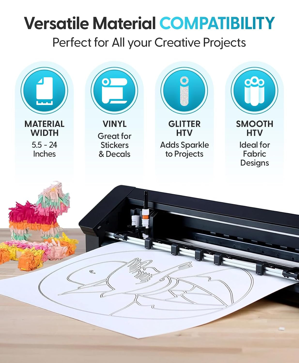 Silhouette Cameo 5 Pro MK II - 24" Cutting Mat, Power Cords, Built in Roll Feeder, Silhouette Studio Software