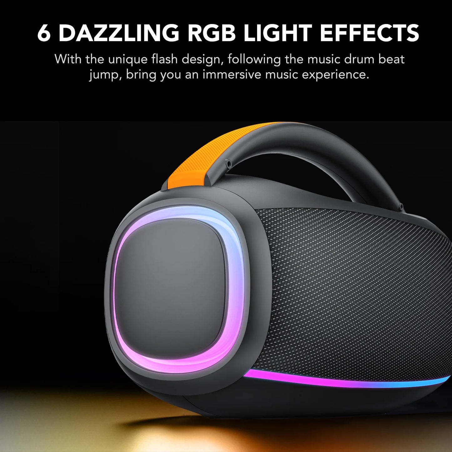 Outdoor Bluetooth Speaker, 80W Loud Speaker with Bass, Speakers Bluetooth Wireless with 24H Long Battery Life, IPX7 Waterproof, Speakers for Pool Beach Party, Portable Speaker with TWS (Black)