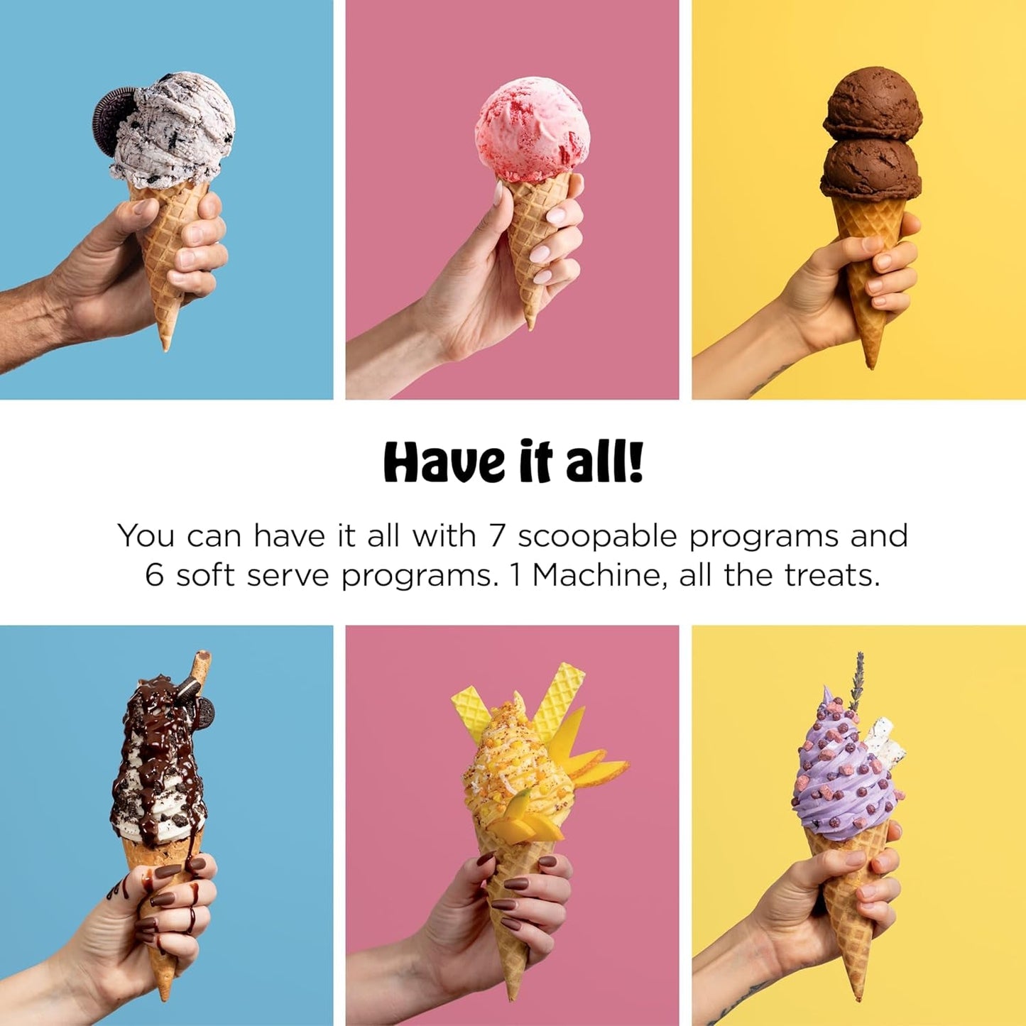 Ninja Creami Scoop & Swirl Ice Cream Maker, Soft Serve Desserts, Sorbet, Milkshakes, Frozen Yogurt and More, 13-In-1 Programs, Includes Handle and Two 16 Oz 2-In-1 Pints, NC701
