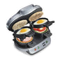 Dual Breakfast Sandwich Maker with Timer, 2 Sandwich Capacity, Silver, 25490