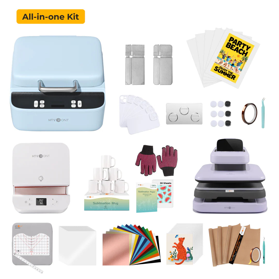 HTVRONT Auto Heat Press 2+ H17 Phone Case Heat Press +Tumbler Heat Press All-In-One Bundle