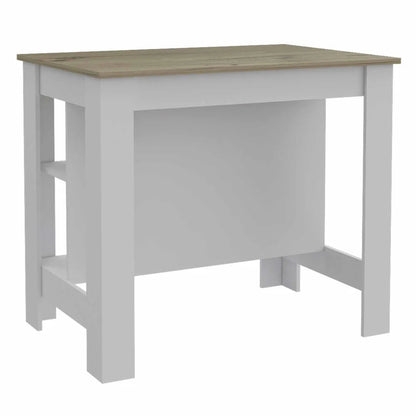 Cala Kitchen Island Antibacterial, Three Shelves, Four Legs, Countertop,White/Light Grey, for Kitchen Room