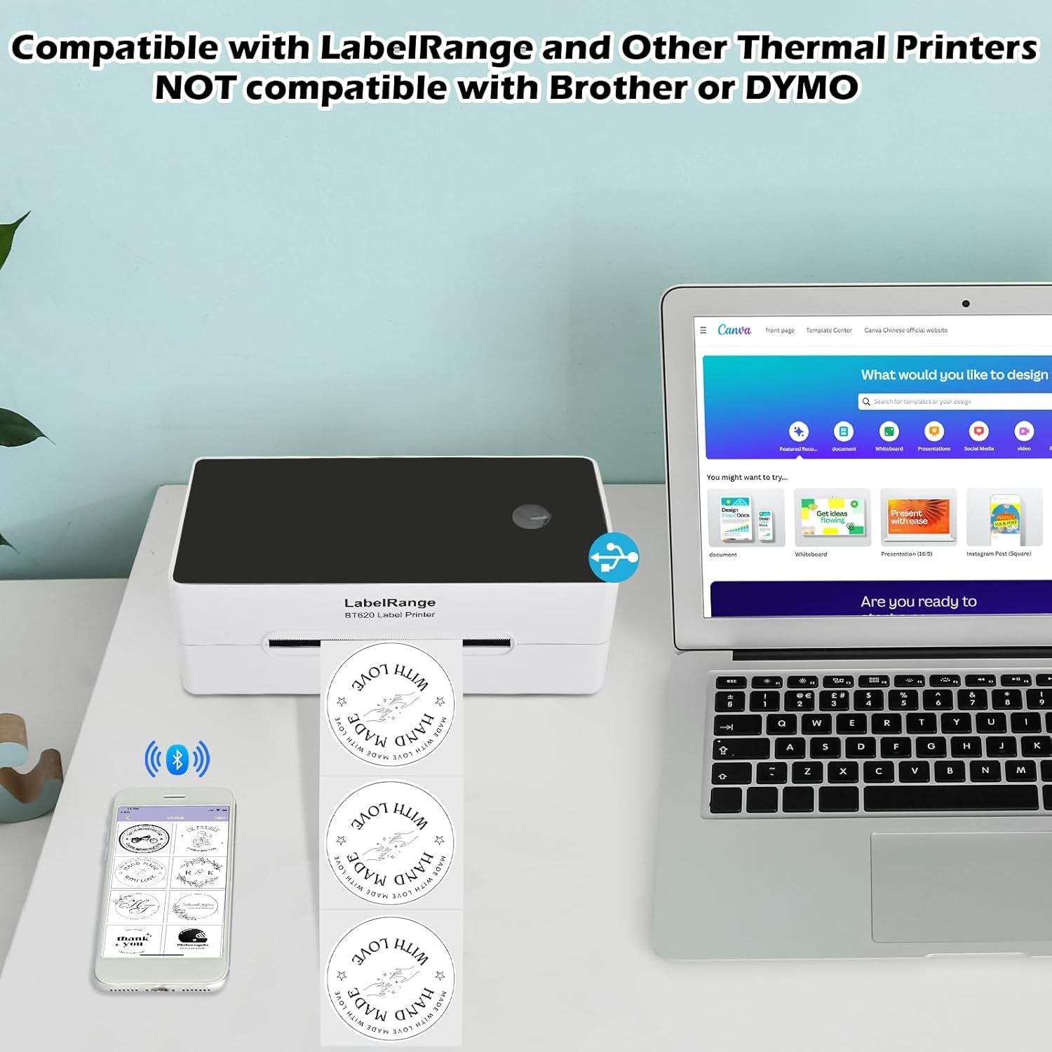 2 Inch Circle Thermal Labels, Self Adhesive 2X2 Direct Thermal Labels Round, White, 750 Sheets per Roll, 1 Roll